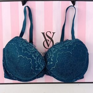 Victoria's Secret Teal Lace Bra Dream Angèls Size34DD